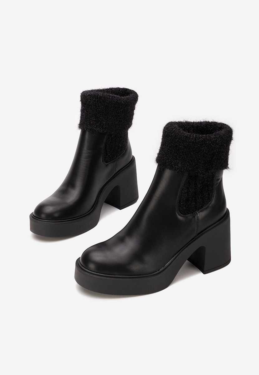 Czarne botki płaskie z elastyczną cholewką Philippa