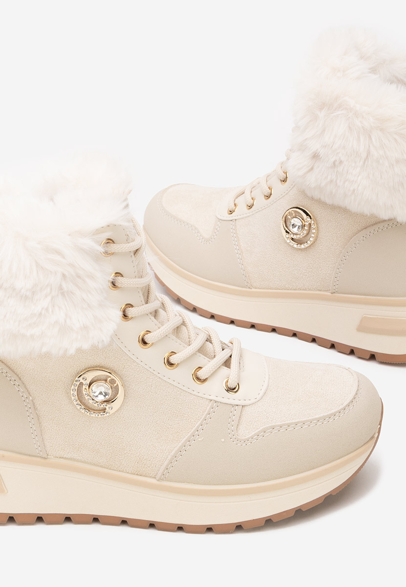 Beżowe zimowe sneakersy damskie Grisia