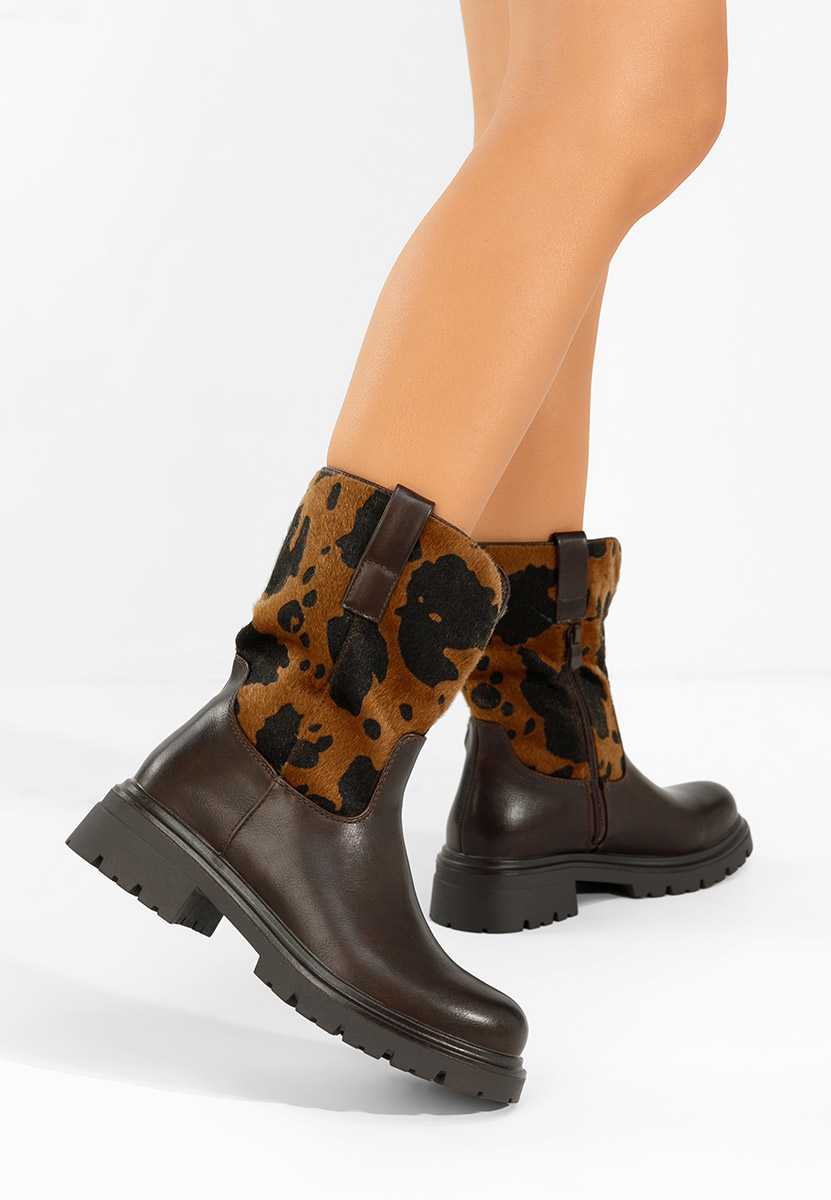 Brązowe botki płaskie Ediana Brązowe botki płaskie Ediana