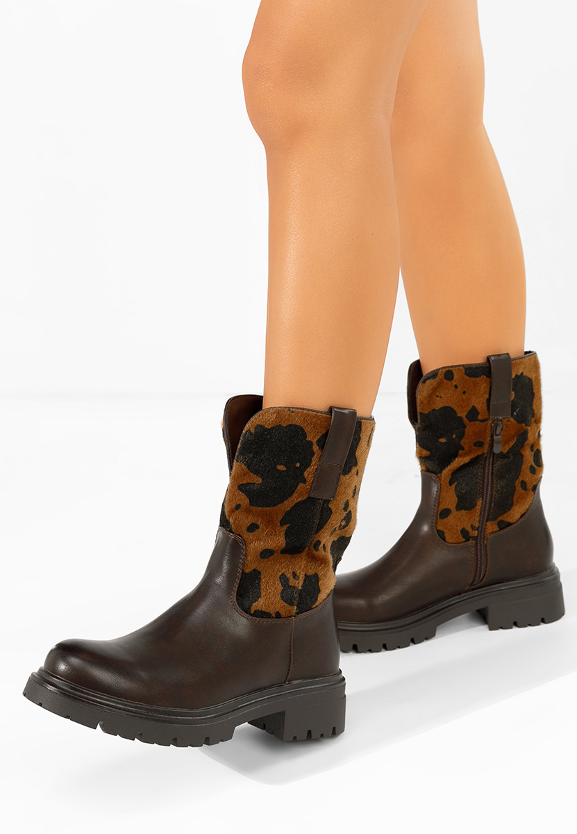 Brązowe botki płaskie Ediana Brązowe botki płaskie Ediana