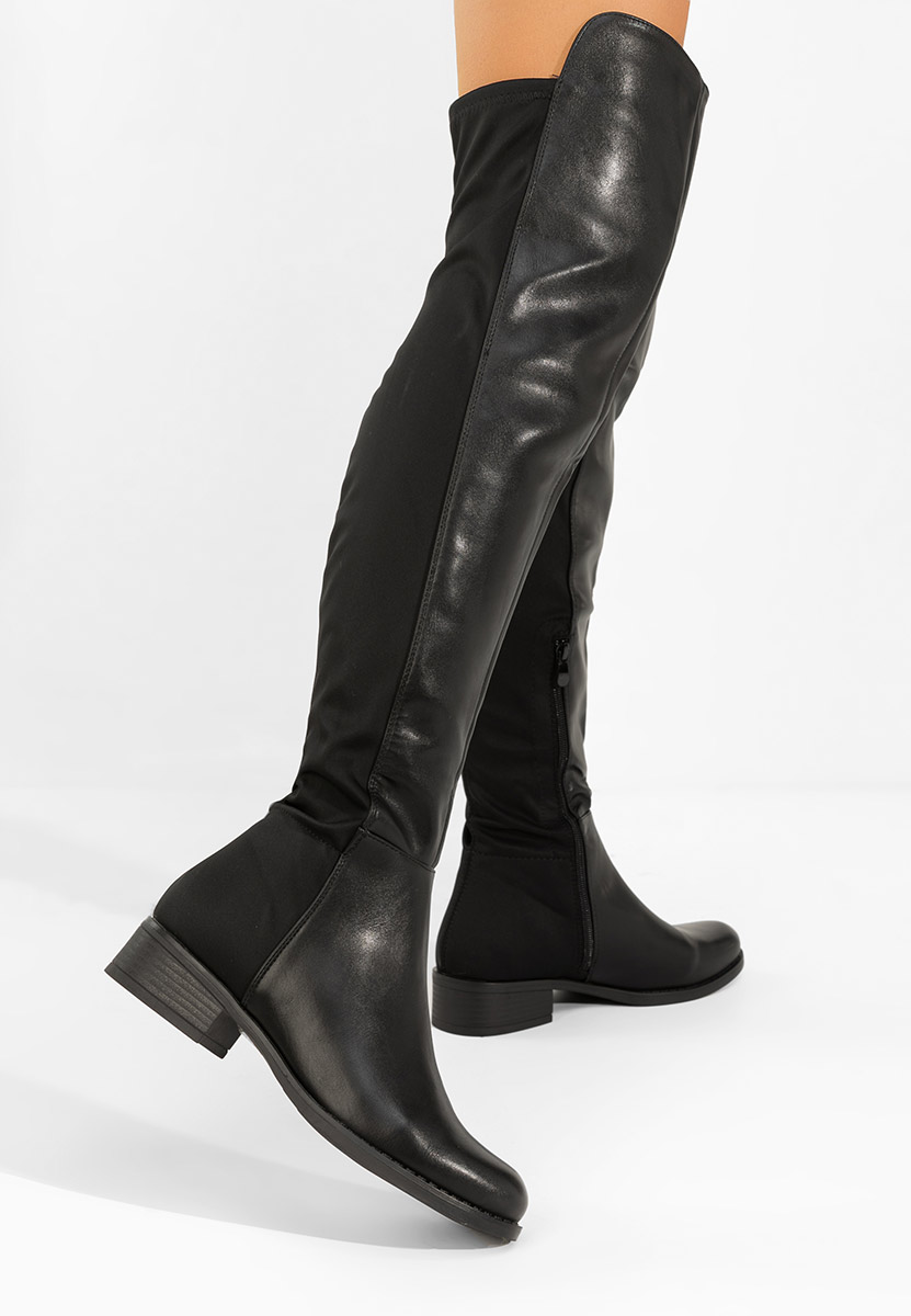 Czarne długie kozaki za kolano Inies V2