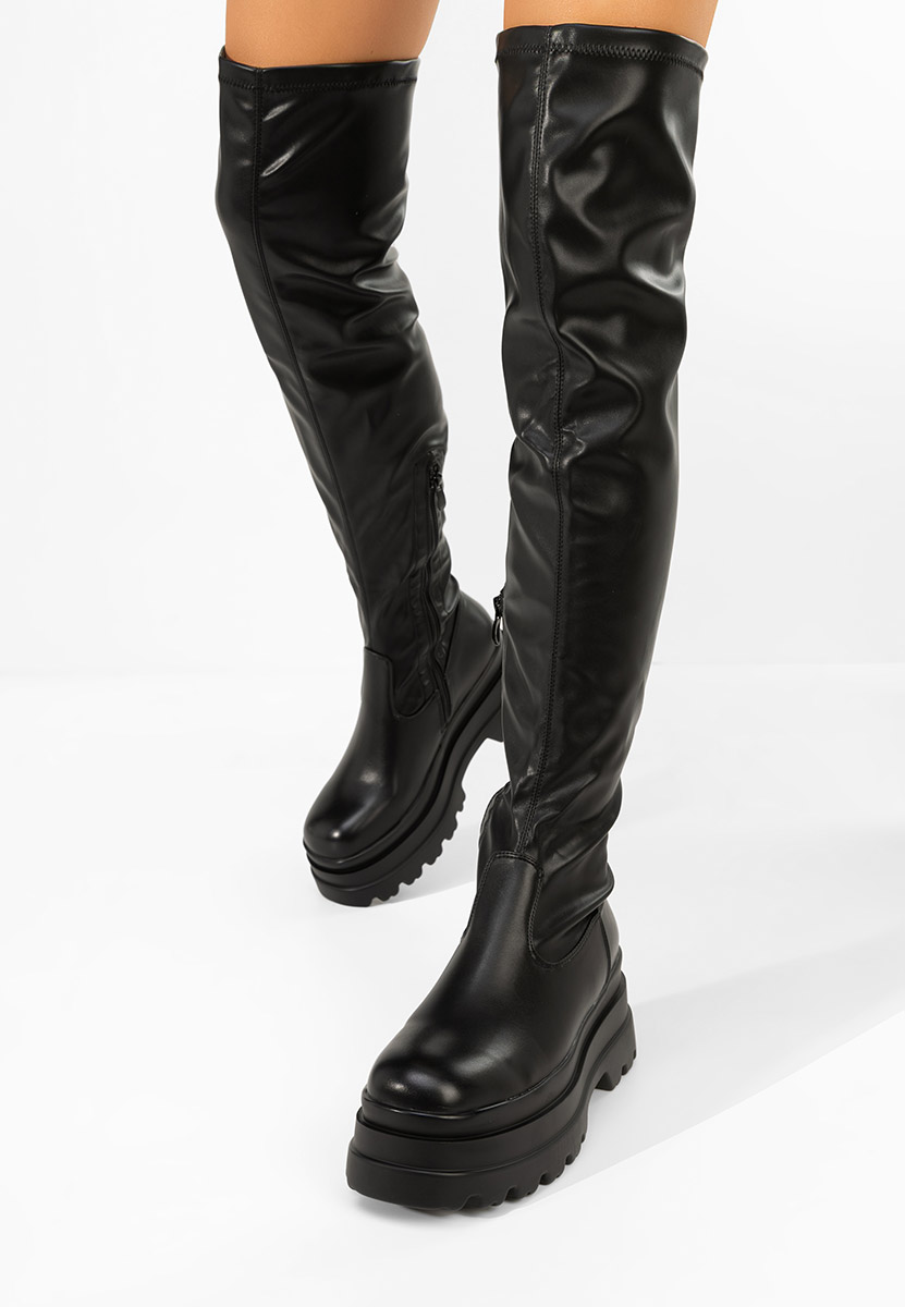 Czarne długie kozaki za kolano Melyna V2