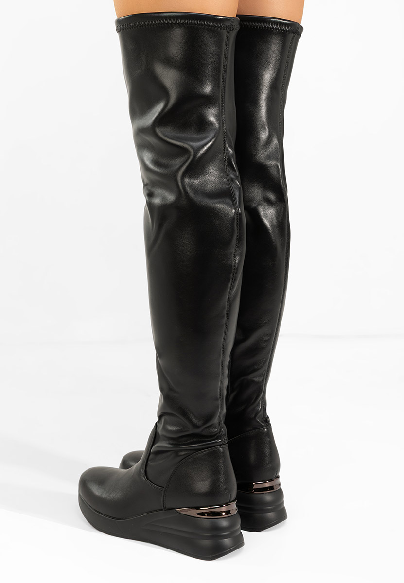 Czarne długie kozaki za kolano Janisia