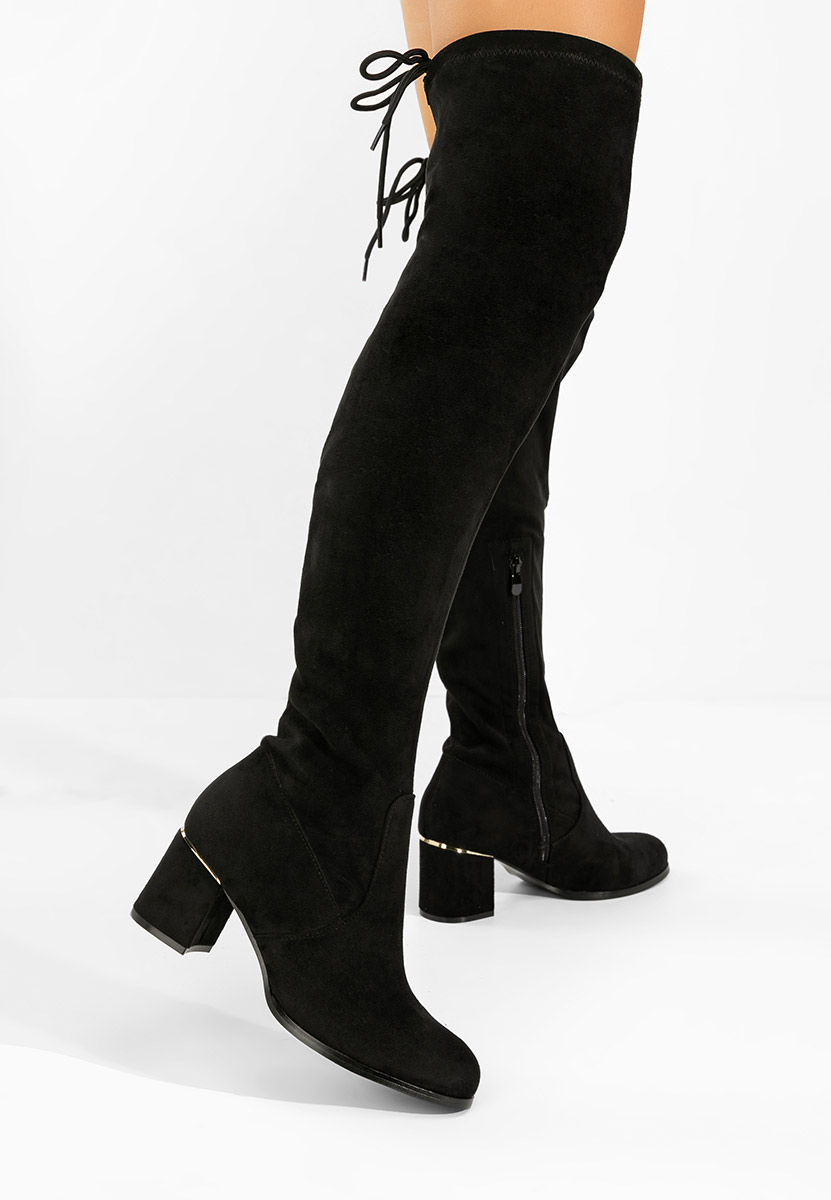 Czarne długie kozaki za kolano Anelissa