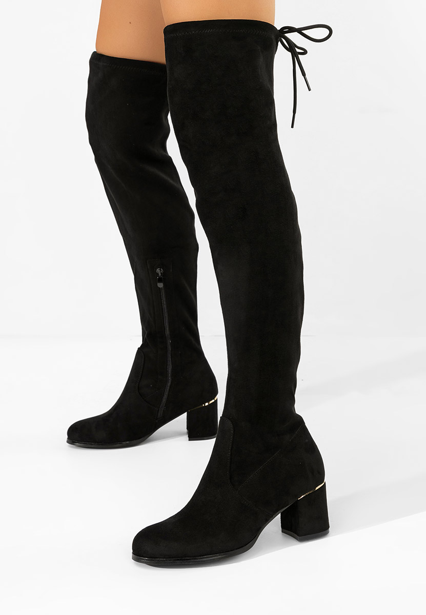 Czarne długie kozaki za kolano Anelissa