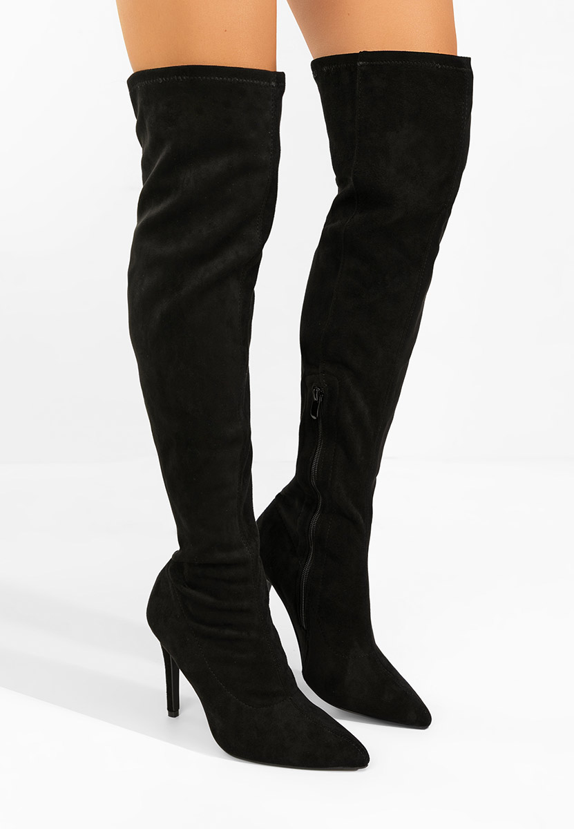 Czarne kozaki za kolano na szpilce Glorise Czarne kozaki za kolano na szpilce Glorise