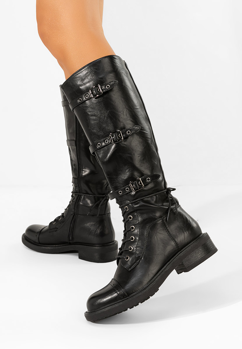 Czarne kozaki sznurowane Frosina Czarne kozaki sznurowane Frosina