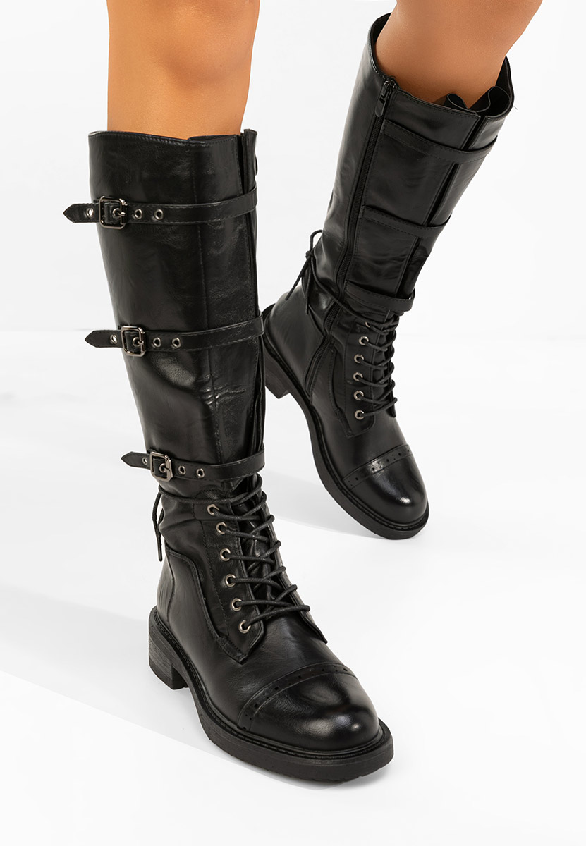 Czarne kozaki sznurowane Frosina Czarne kozaki sznurowane Frosina