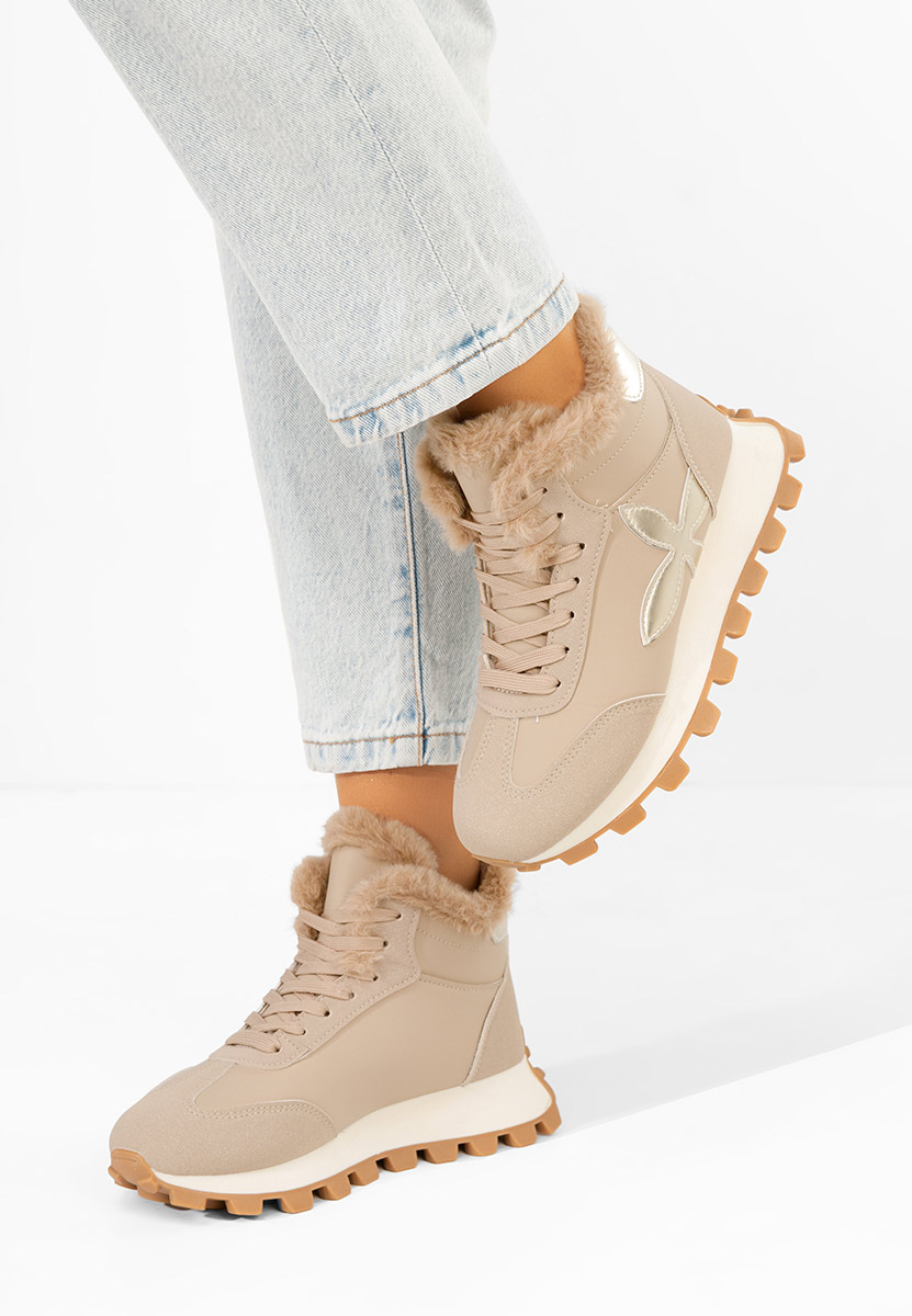 Khaki zimowe sneakersy damskie Ozia