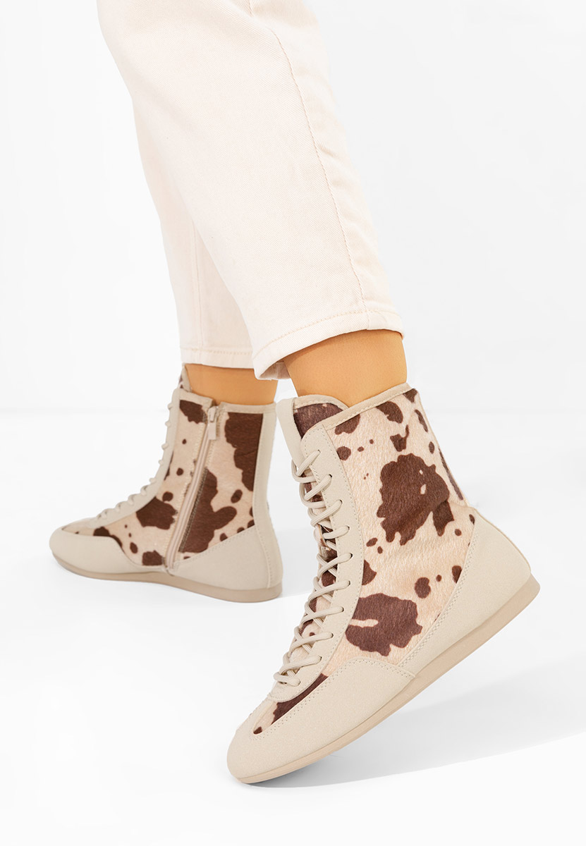 Beżowe trampki wysokie damskie Rosira