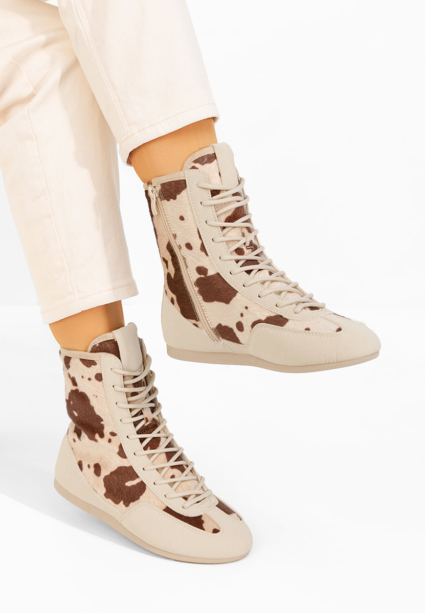 Beżowe trampki wysokie damskie Rosira