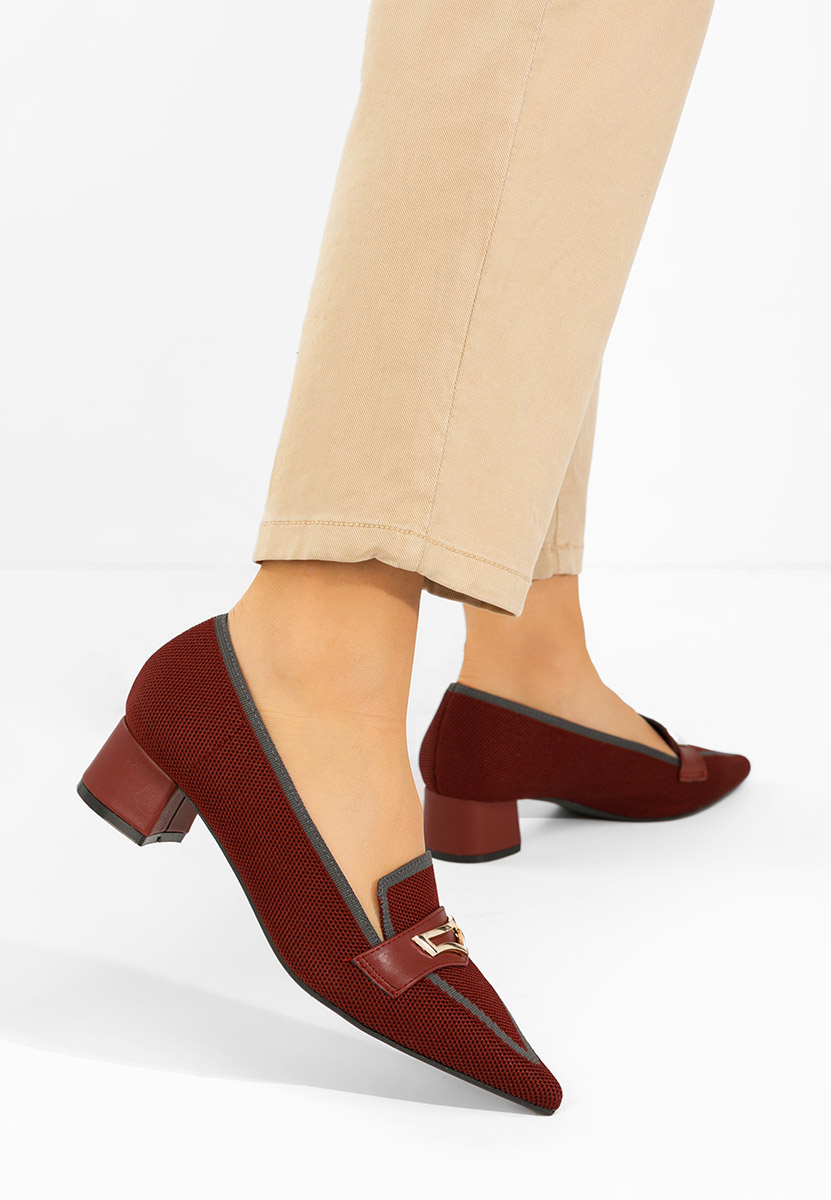 Bordowe czółenka na niskim obcasie Dianey