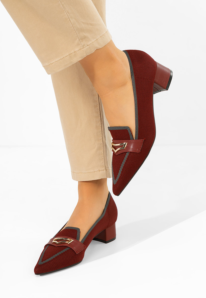 Bordowe czółenka na niskim obcasie Dianey