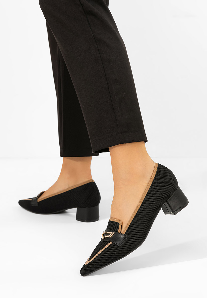 Czarne czółenka na niskim obcasie Dianey