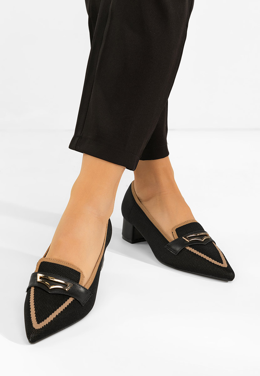 Czarne czółenka na niskim obcasie Dianey