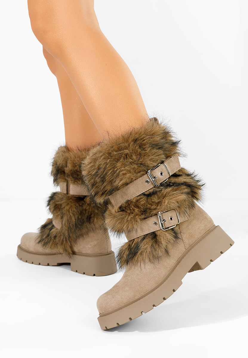 Khaki zimowe buty damskie Nelisia