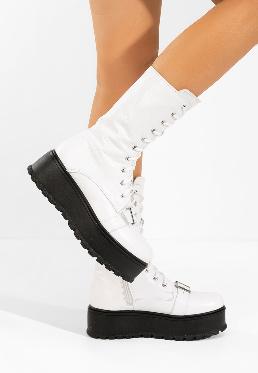 Białe botki damskie skórzane Sorelia