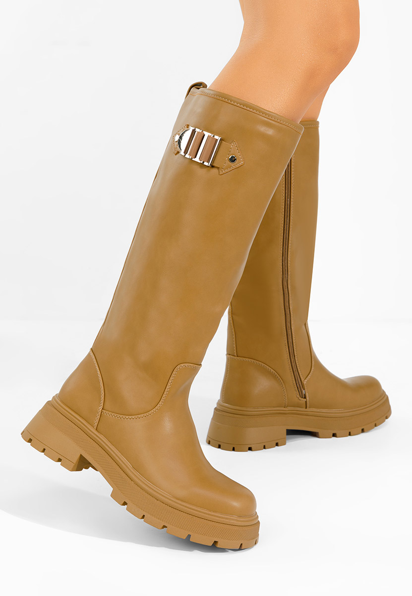 Khaki wysokie kozaki Artozza