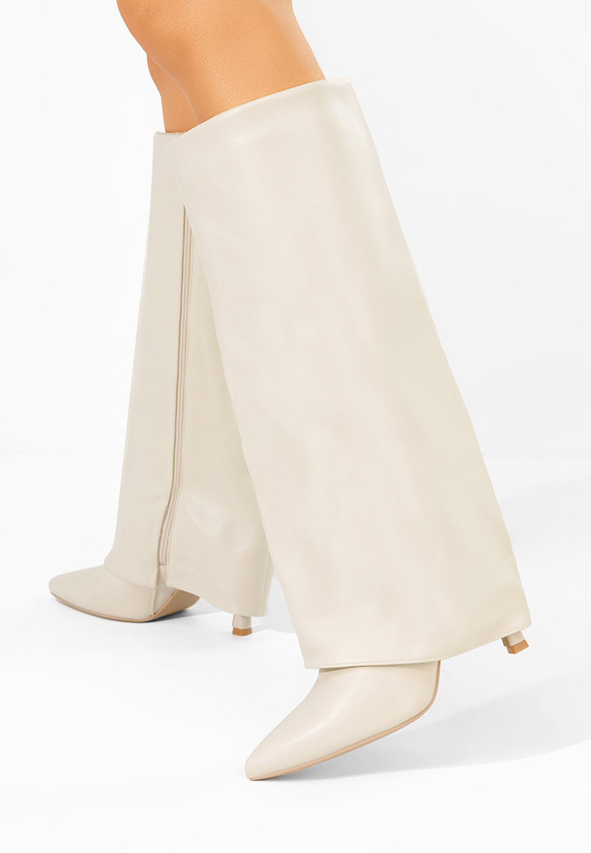 Beżowe kozaki na szpilce Brynora