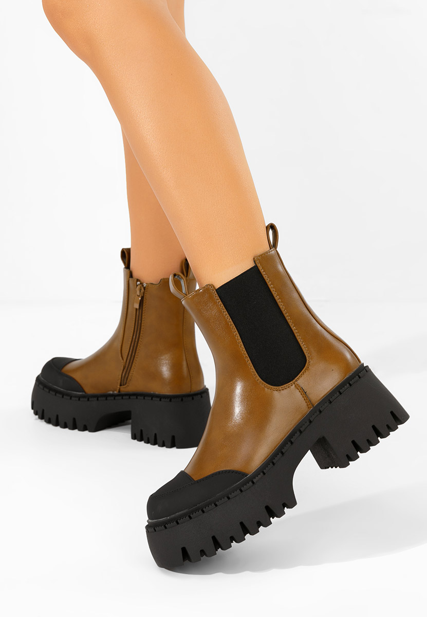 Camelowe botki na platformie Ulira