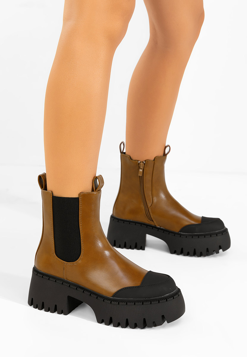 Camelowe botki na platformie Ulira