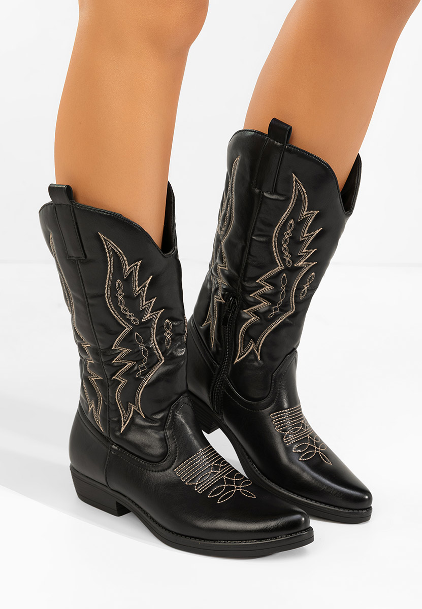 Czarne kozaki kowbojki damskie Brisia