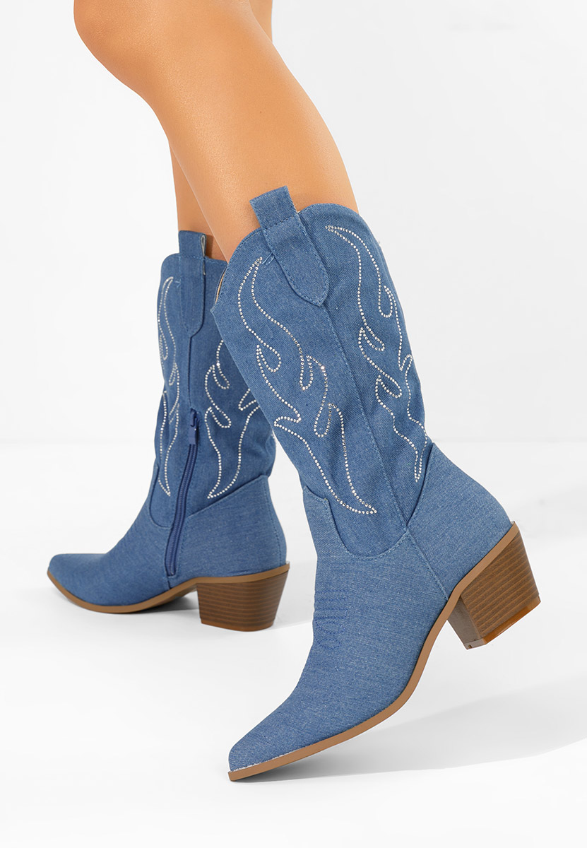 Granatowe kozaki kowbojki damskie Gevina