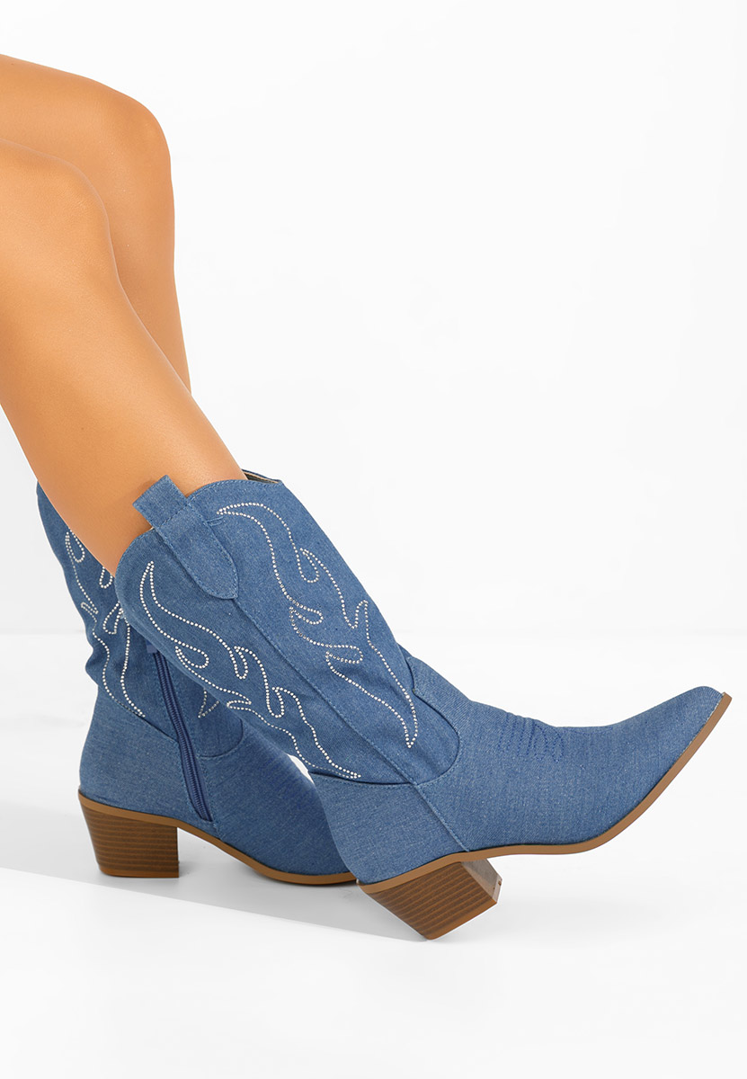 Granatowe kozaki kowbojki damskie Gevina