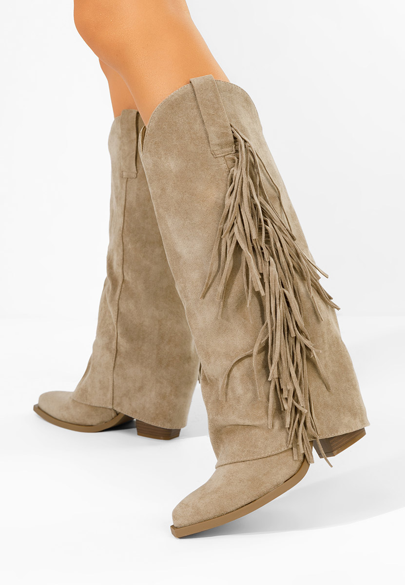 Khaki kozaki kowbojki damskie Charlina