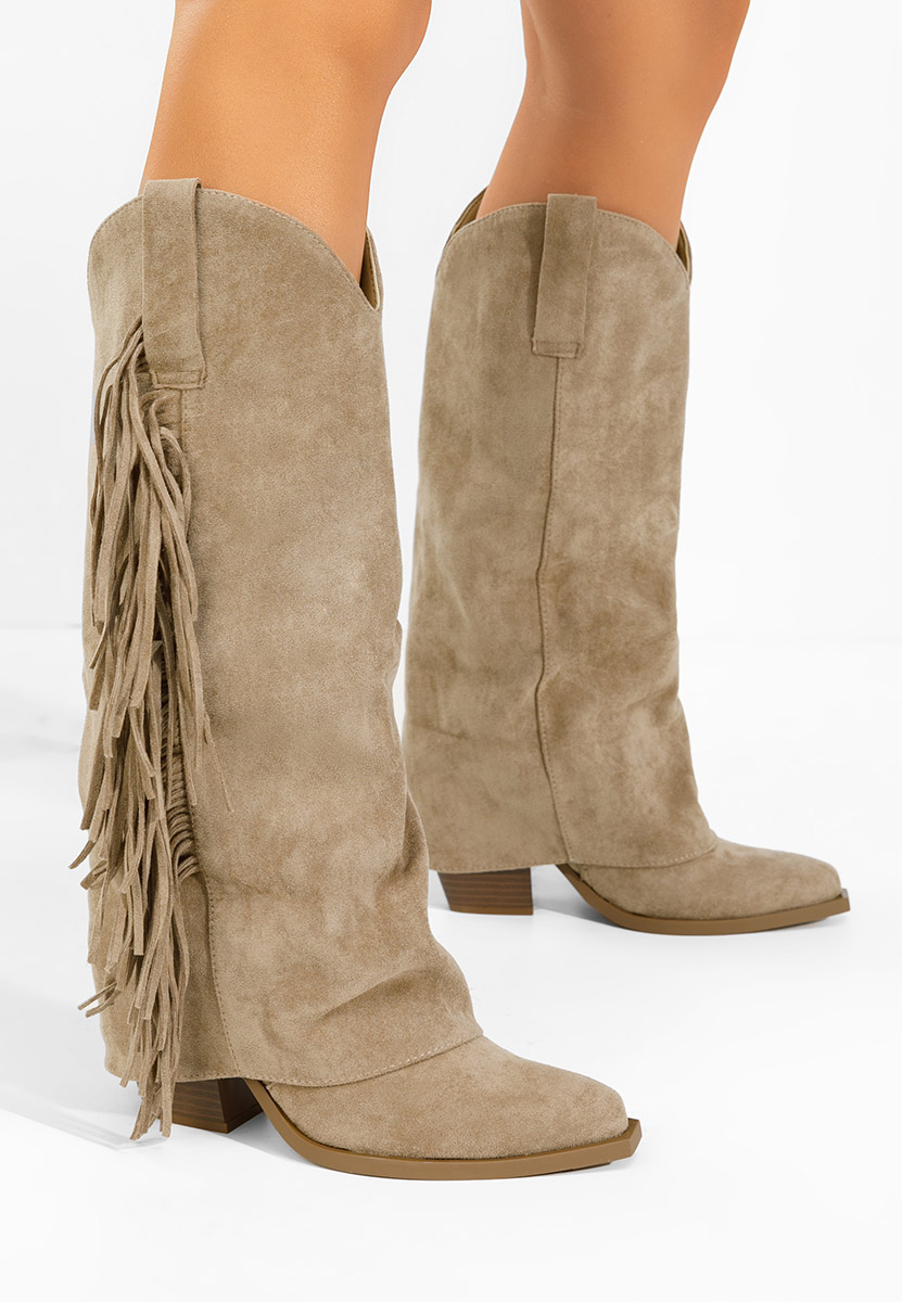 Khaki kozaki kowbojki damskie Charlina