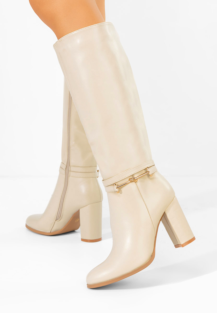 Beżowe kozaki na słupku Dresara Beżowe kozaki na słupku Dresara