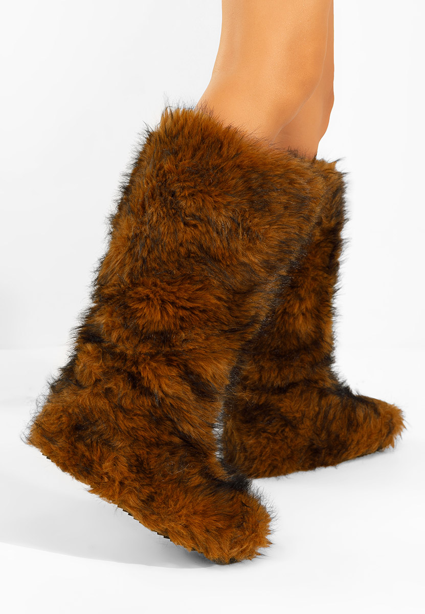 Camelowe zimowe buty damskie Gelira