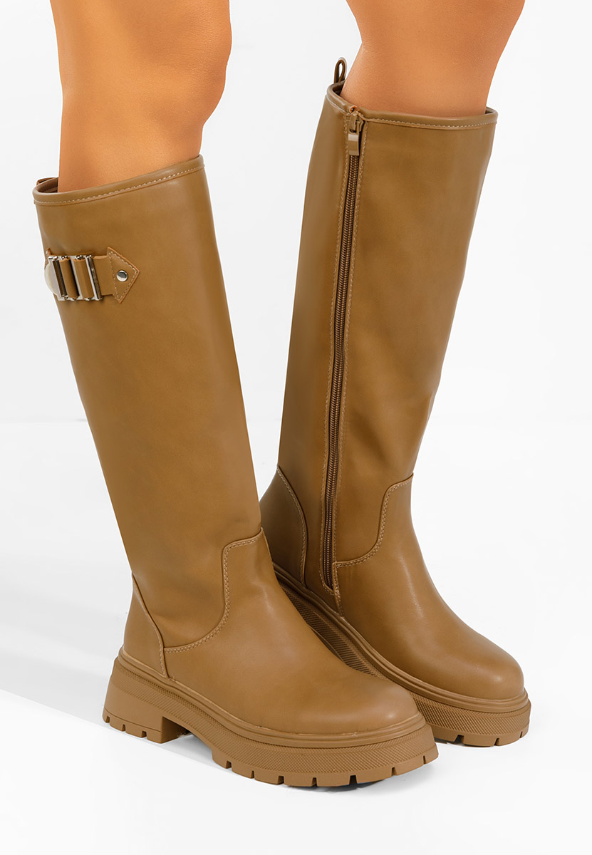 Khaki wysokie kozaki Artozza