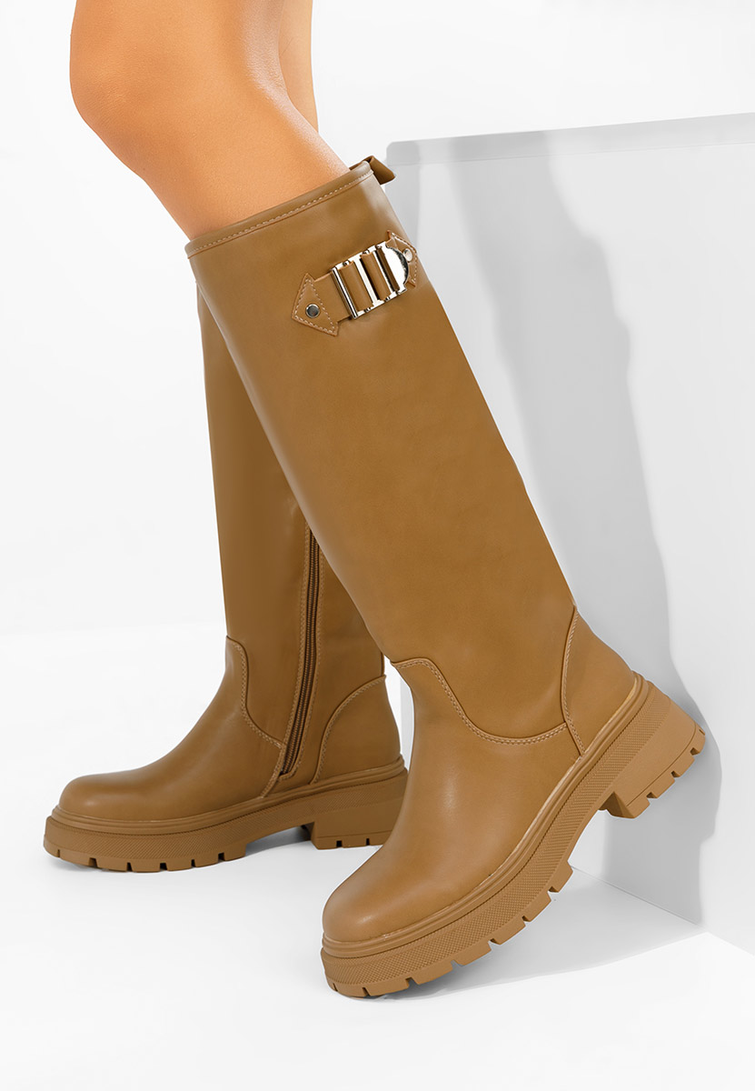 Khaki wysokie kozaki Artozza