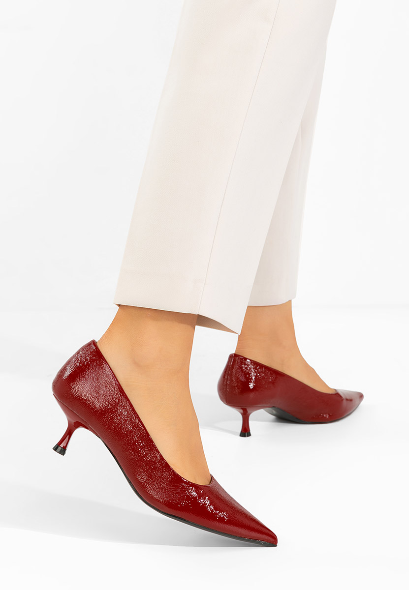 Bordowe czółenka na niskim obcasie Dianela