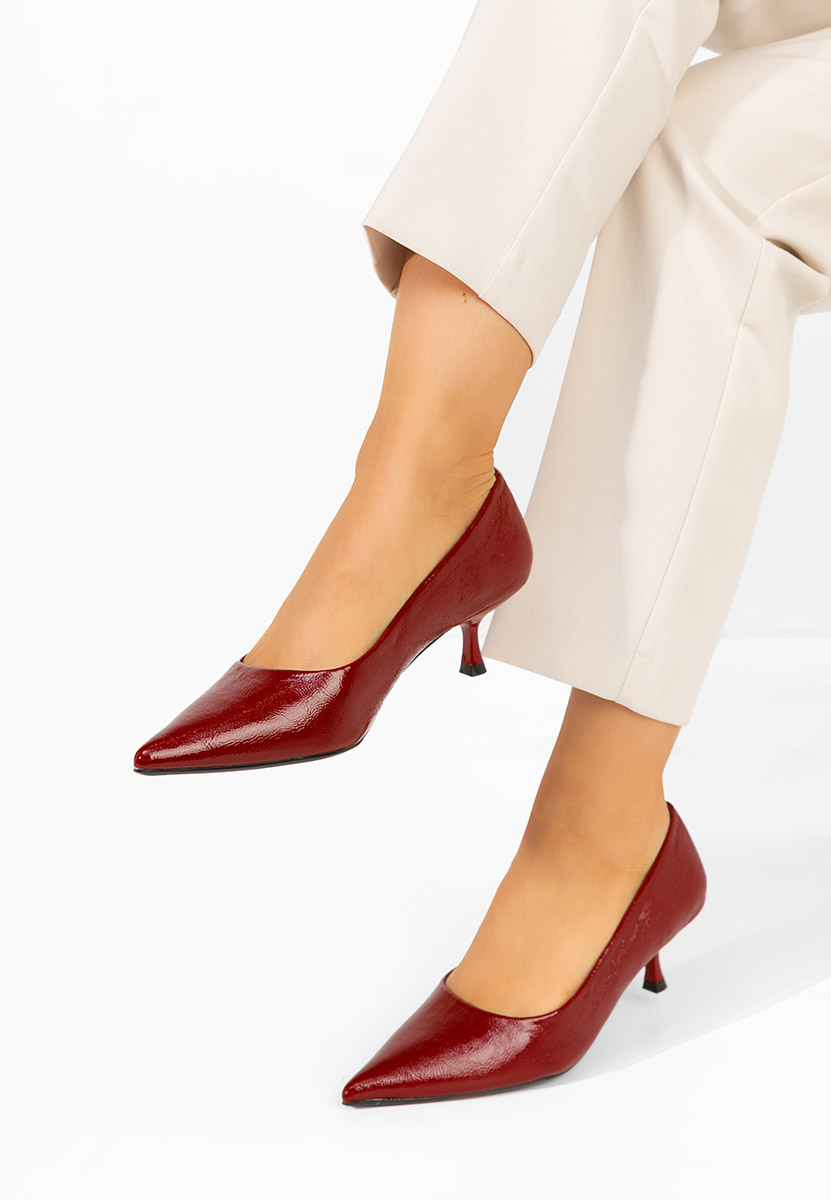 Bordowe czółenka na niskim obcasie Dianela