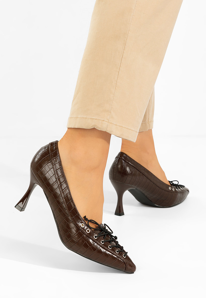 Brązowe czółenka na szpilce Jasoria