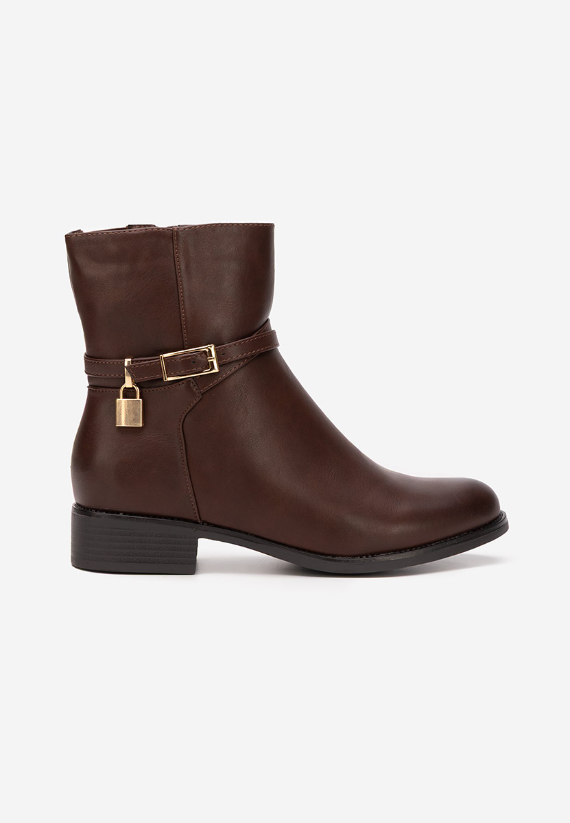Brązowe botki płaskie Aurisel