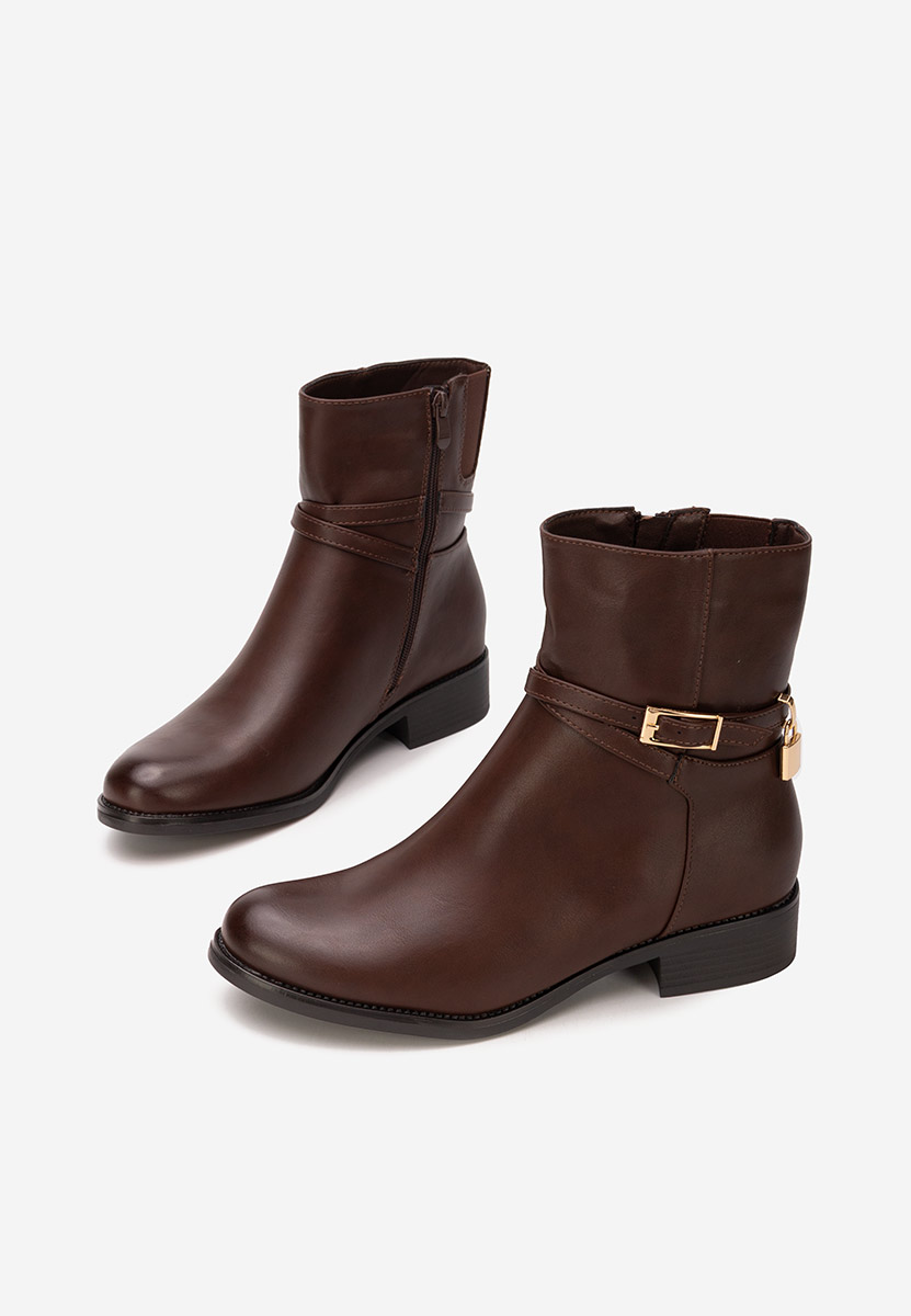 Brązowe botki płaskie Aurisel