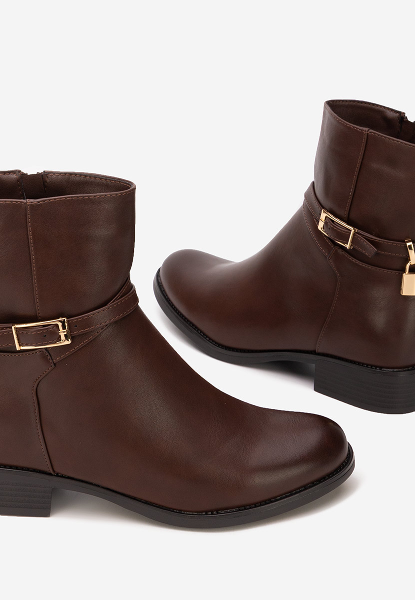 Brązowe botki płaskie Aurisel