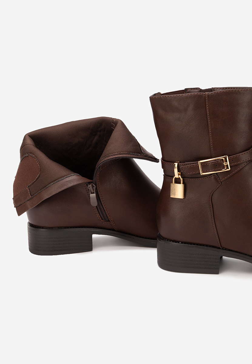 Brązowe botki płaskie Aurisel