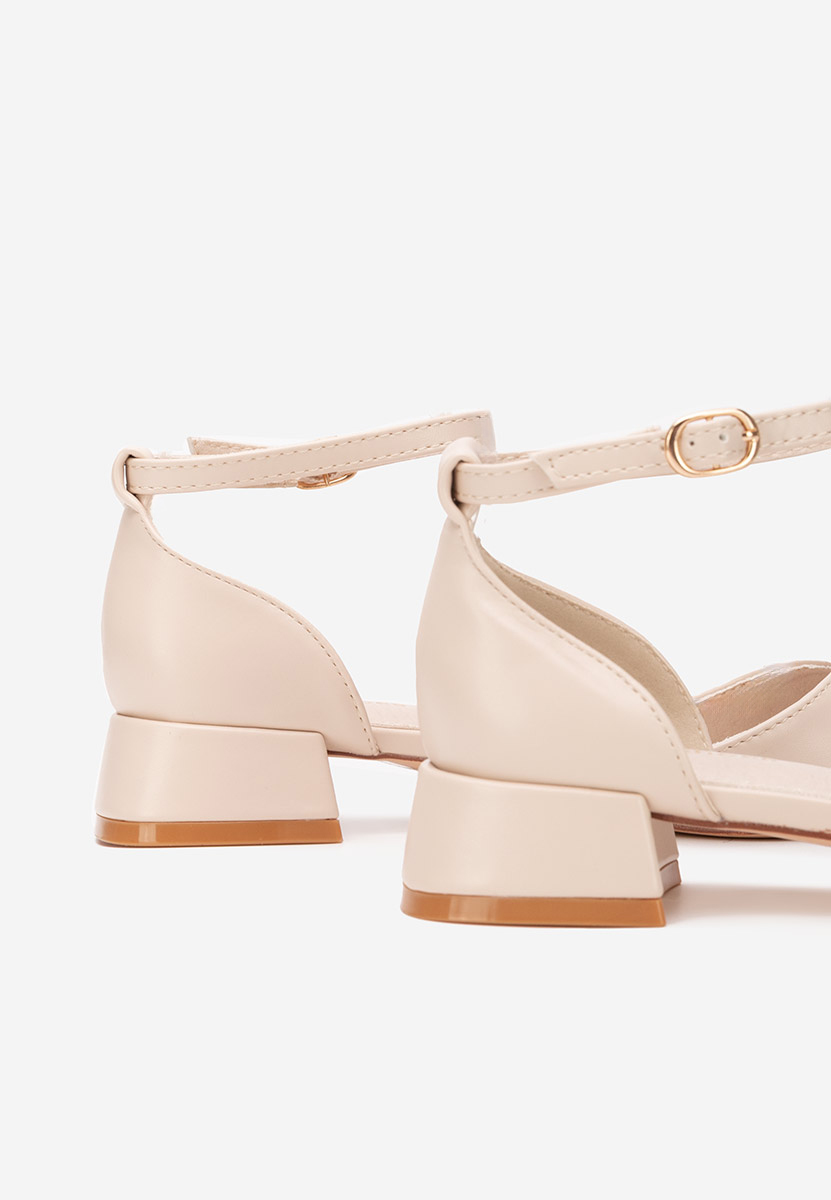 Beżowe czółenka na słupku Rubenia V2