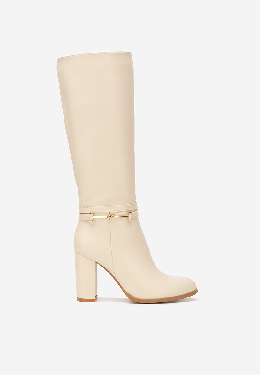 Beżowe kozaki na słupku Dresara