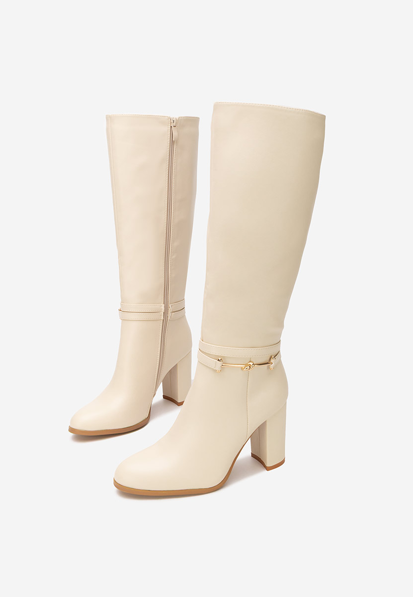 Beżowe kozaki na słupku Dresara