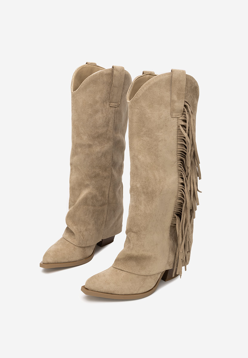 Khaki kozaki kowbojki damskie Charlina