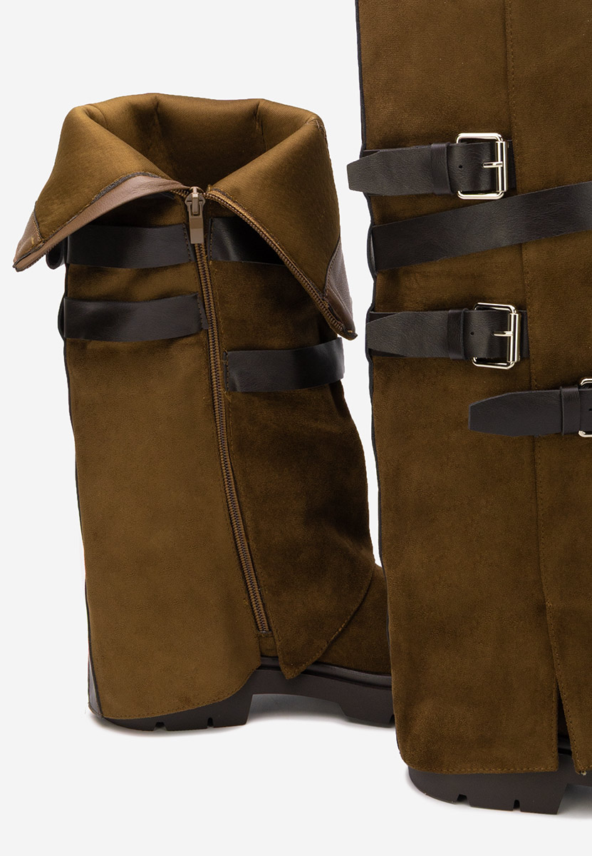 Brązowe kozaki płaskie Rovira