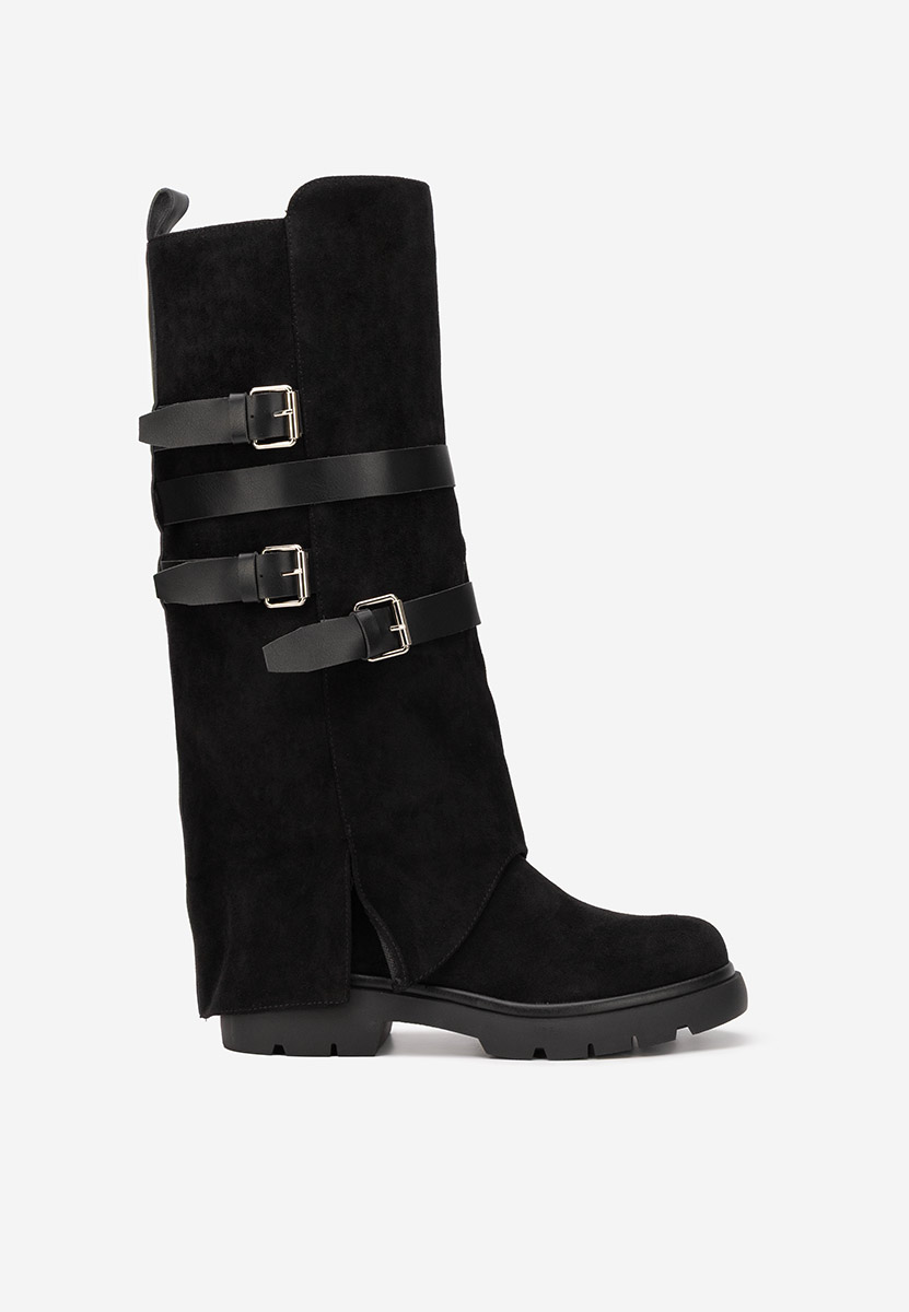 Czarne kozaki płaskie Rovira