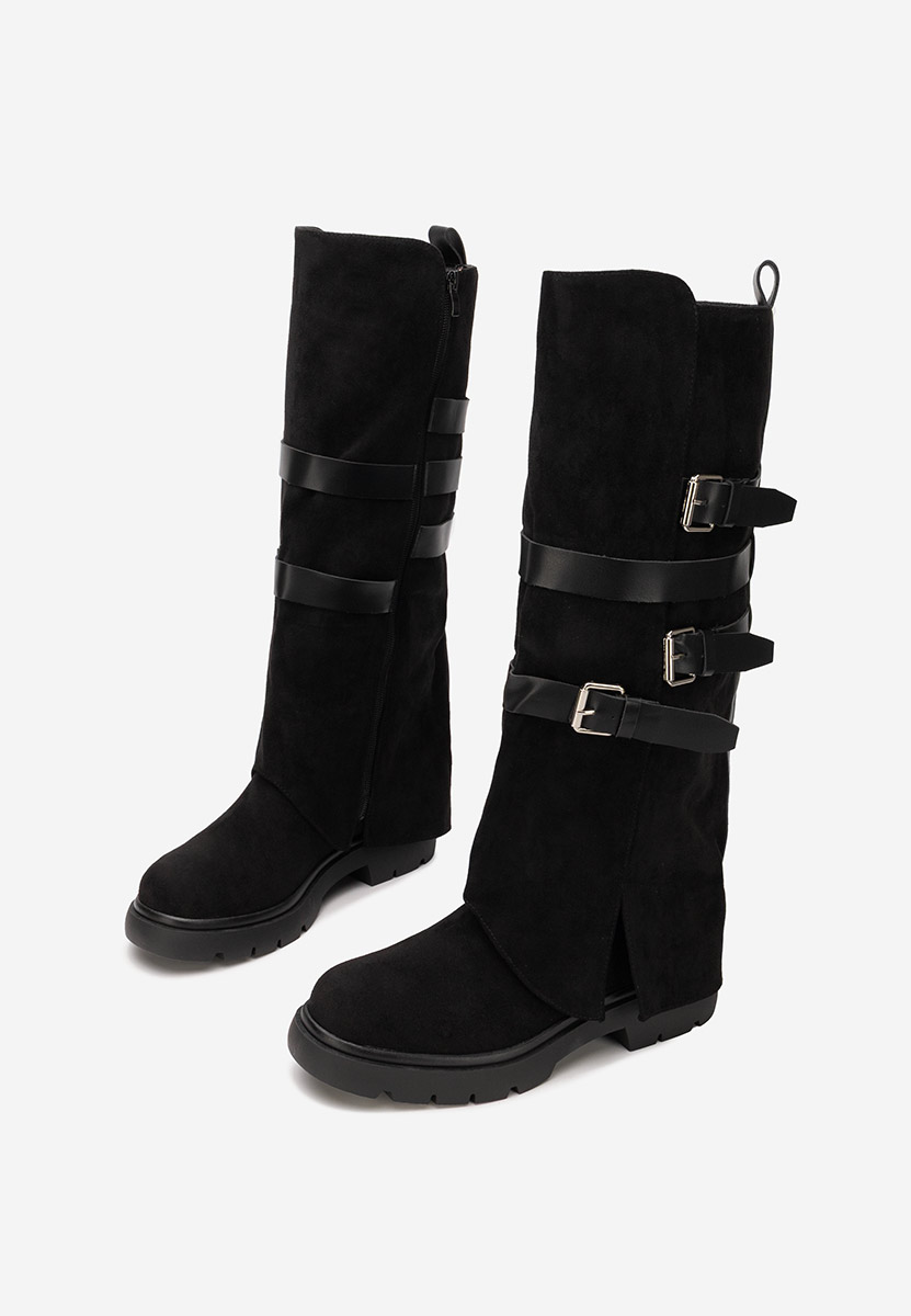 Czarne kozaki płaskie Rovira