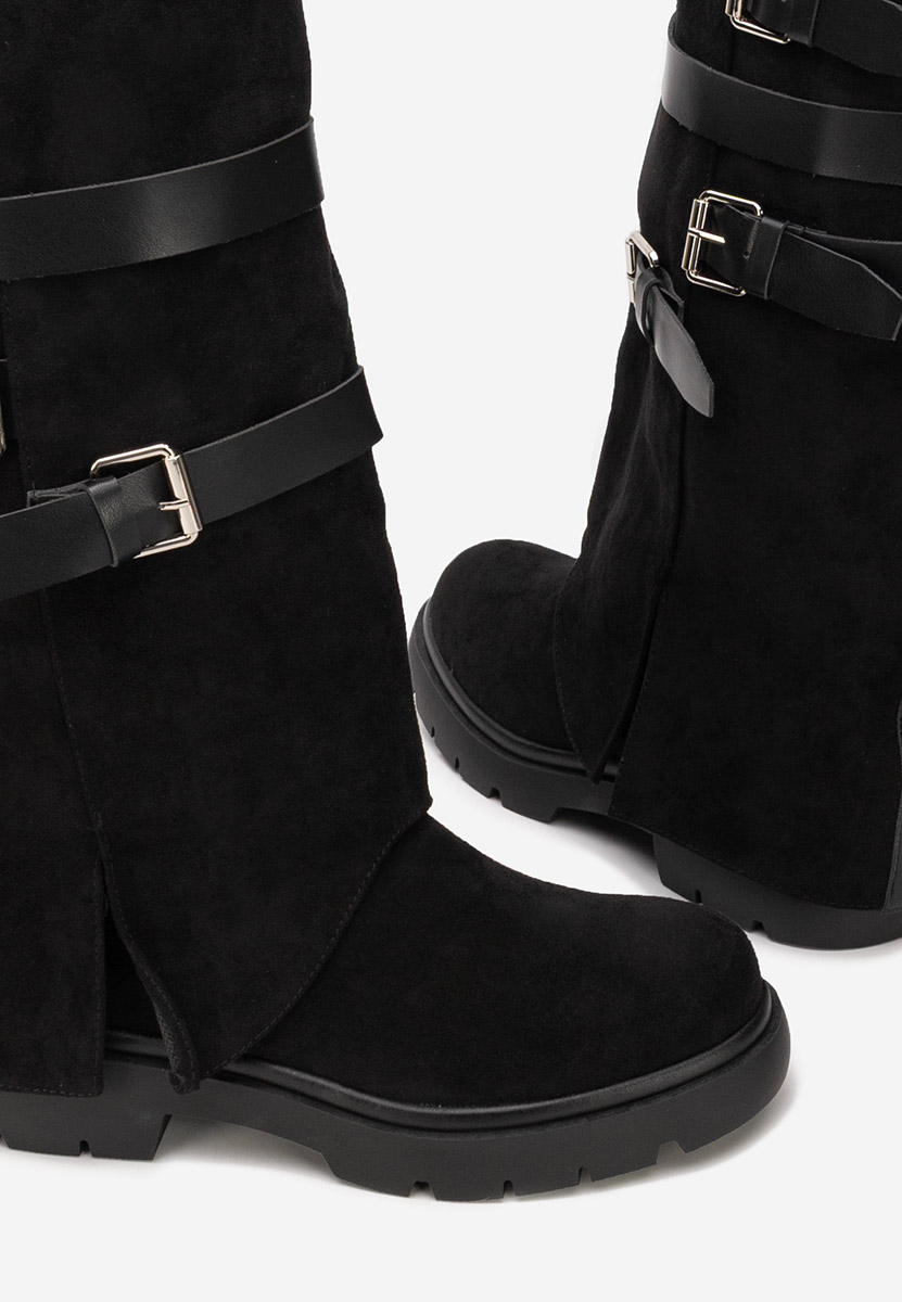 Czarne kozaki płaskie Rovira