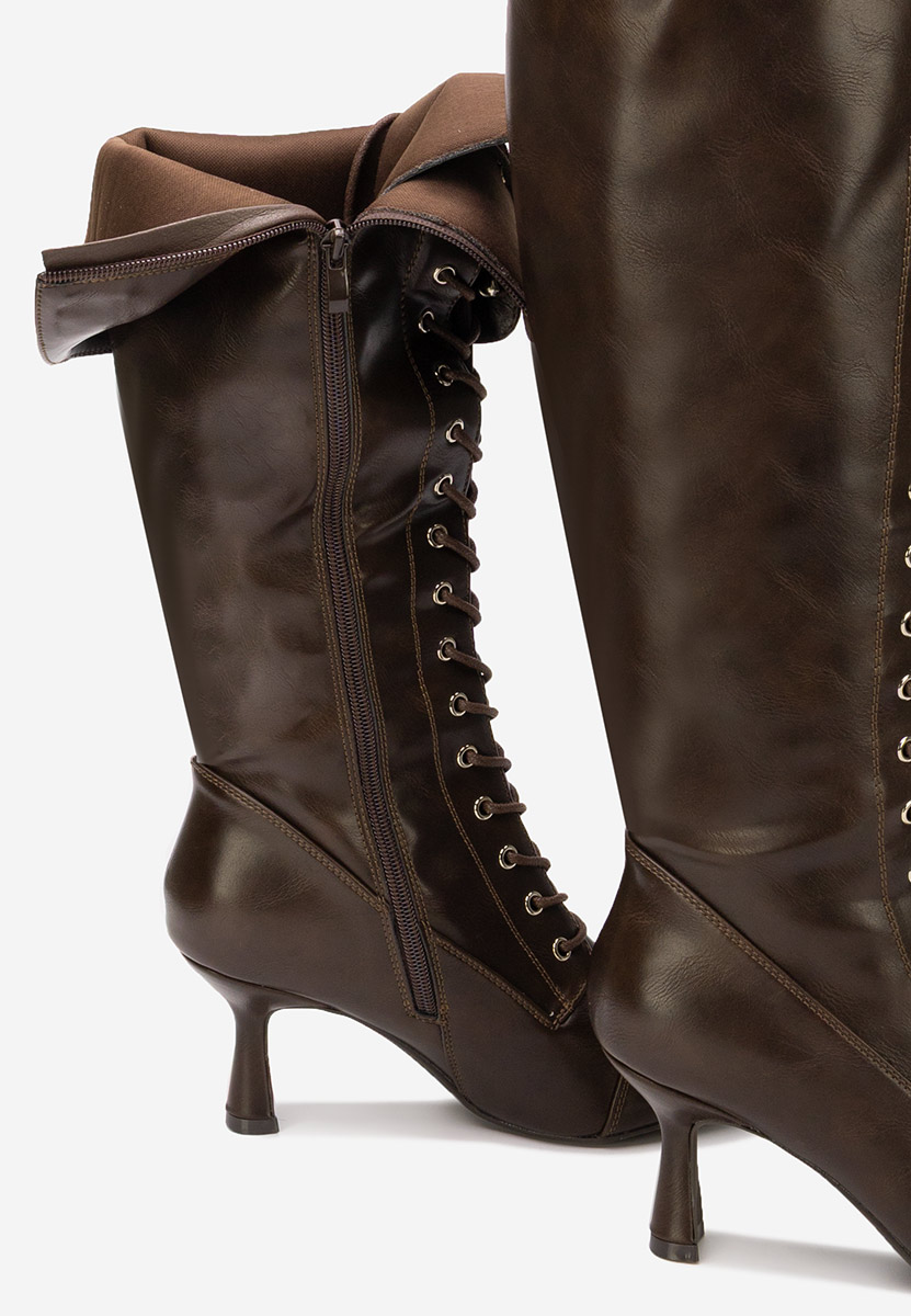 Brązowe kozaki na szpilce Ulmira